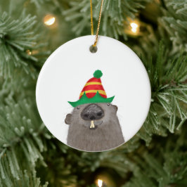 Schattigee Groundhog keramische kerstboom decorati Keramisch Ornament