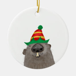 Schattigee Groundhog keramische kerstboom decorati Keramisch Ornament