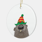 Schattigee Groundhog keramische kerstboom decorati Keramisch Ornament (Links)