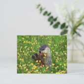 Schattigee Groundhog met Flower Briefkaart (Staand voorkant)