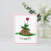 Schattigee Groundhog Op zoek naar de lente Feestdagenkaart (Staand voorkant)