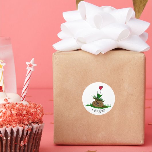 Schattigee Groundhog Op zoek naar de lente Ronde Sticker (Feest)