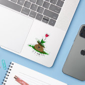 Schattigee Groundhog Op zoek naar de lente Sticker (Laptop met iPhone)