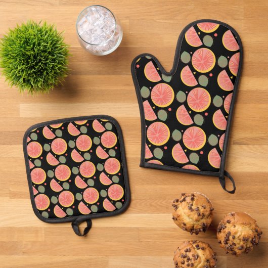 Schattigee Guave Fruit Keuken Ovenwant & Pannenlap Set (Top down)