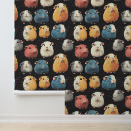 Schattigee Guinea Pig Hamster Patroon Krijt Tekeni Behang