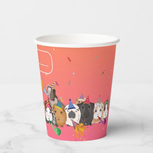 Schattigee Guinea Pig Verjaardag Party Papieren Cu Papieren Bekers (Achterkant)