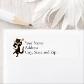 Schattigee Guitar Dancing Cat Adreslabel Etiket (Insitu)