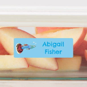 Schattigee guppy tropische vis cartoon gepersonali labels