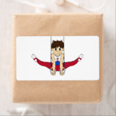 Schattigee Gymnast op Rings Sticker Label (Insitu)
