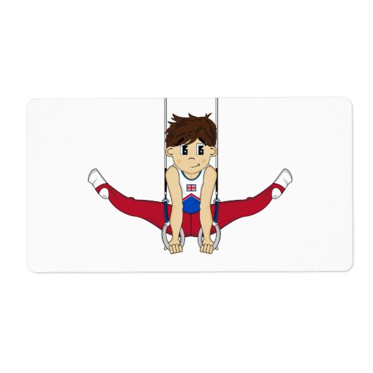 Schattigee Gymnast op Rings Sticker Label (Voorkant)