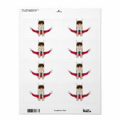 Schattigee Gymnast op Rings Sticker Label (Full Sheet)