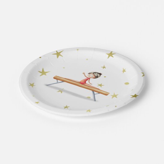 Schattigee Gymnastiek Meisje Verjaardag Papieren Bordje (Gekanteld)