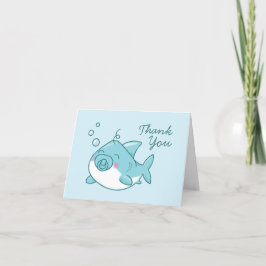 Schattigee haai Baby shower Kawaii Blue Boy Bedank Bedankkaart