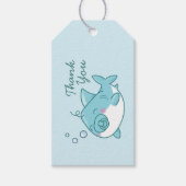 Schattigee haai Baby shower Kawaii Blue Boy Bedank Cadeaulabel (Voorkant)