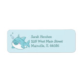 Schattigee haai Baby shower Kawaii Blue Boy Etiket (Voorkant)