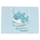 Schattigee haai Baby shower Kawaii Blue Boy Groot Cadeauzakje (Achterkant)
