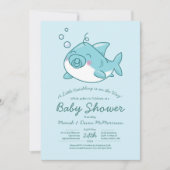 Schattigee haai Baby shower Kawaii Blue Boy Kaart (Voorkant)