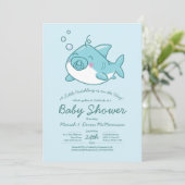 Schattigee haai Baby shower Kawaii Blue Boy Kaart (Staand voorkant)