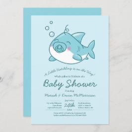 Schattigee haai Baby shower Kawaii Blue Boy Kaart