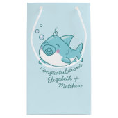 Schattigee haai Baby shower Kawaii Blue Boy Klein Cadeauzakje (Achterkant)