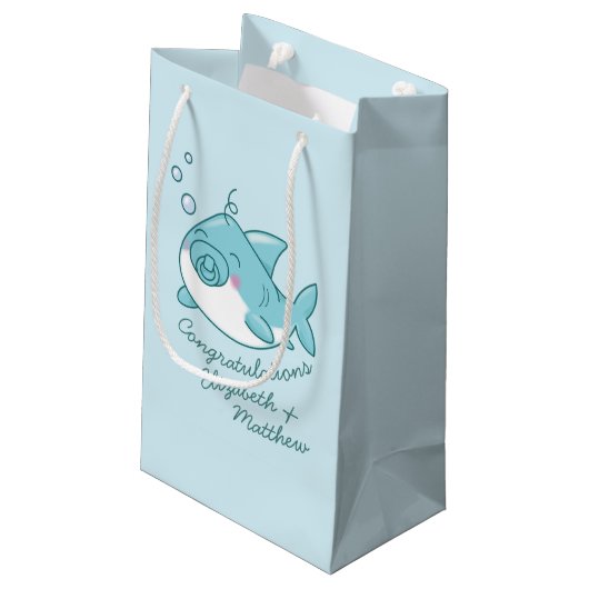 Schattigee haai Baby shower Kawaii Blue Boy Klein Cadeauzakje (Achterkant Gekanteld)