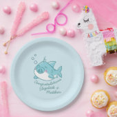Schattigee haai Baby shower Kawaii Blue Boy Papieren Bordje (Feest)