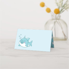 Schattigee haai Baby shower Kawaii Blue Boy Plaatskaartje