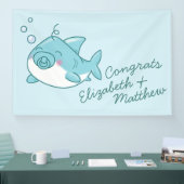 Schattigee haai Baby shower Kawaii Blue Boy Spandoek (Beurs)