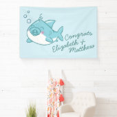 Schattigee haai Baby shower Kawaii Blue Boy Spandoek (Insitu)
