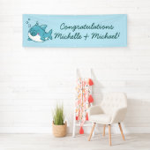 Schattigee haai Baby shower Kawaii Blue Boy Spandoek (Insitu)