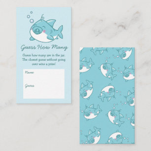 Schattigee haai Baby shower Kawaii Blue Guess Hoev Informatiekaartje
