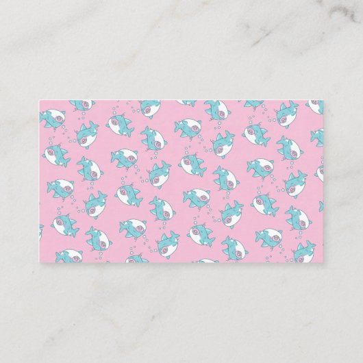 Schattigee haai Baby shower Kawaii Raad eens hoeve Informatiekaartje (Achterkant)