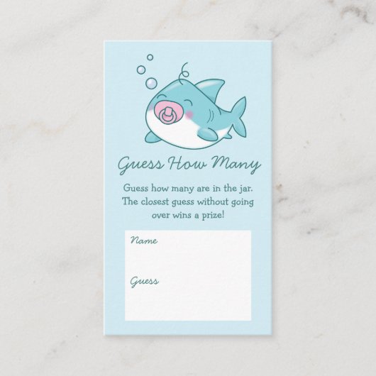 Schattigee haai Baby shower Kawaii Raad eens hoeve Informatiekaartje (Voorkant)