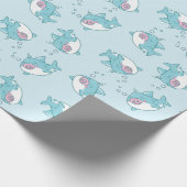 Schattigee haai Baby shower kawaii roze meisje Cadeaupapier (Hoek)