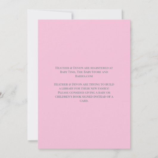 Schattigee haai Baby shower kawaii roze meisje Kaart (Achterkant)