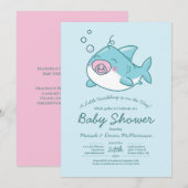 Schattigee haai Baby shower kawaii roze meisje Kaart (Voorkant / Achterkant)