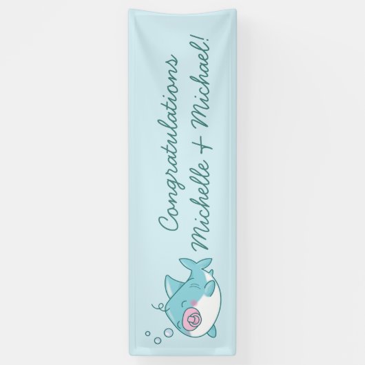 Schattigee haai Baby shower kawaii roze meisje Spandoek (Verticaal)