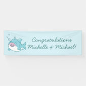 Schattigee haai Baby shower kawaii roze meisje Spandoek (Horizontaal)