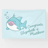 Schattigee haai Baby shower kawaii roze meisje Spandoek (Horizontaal)