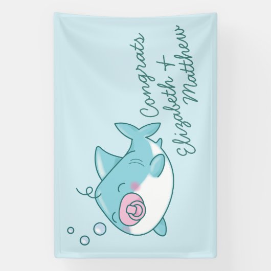 Schattigee haai Baby shower kawaii roze meisje Spandoek (Verticaal)