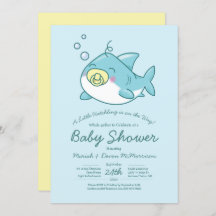 Schattigee haai Baby shower kawaii uitnodiging