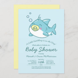 Schattigee haai Baby shower kawaii uitnodiging