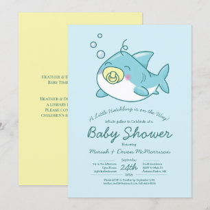 Schattigee haai Baby shower kawaii uitnodiging
