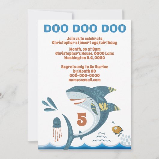 Schattigee haai cartoon DIY leeftijd kinderen verj Kaart (Voorkant)