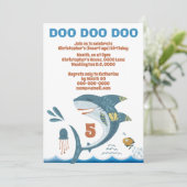 Schattigee haai cartoon DIY leeftijd kinderen verj Kaart (Staand voorkant)