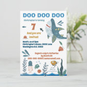 Schattigee haai cartoon illustratie kinderen Verja Kaart (Staand voorkant)