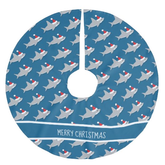Schattigee haai dragen Santa Hat Novelty Kerstmis Kerstboom Rok (Voorkant)