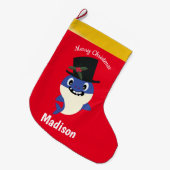 Schattigee haai 🦈 Fun Fab Kinder Super Oceaan Grote Kerstsok (Voorkant (Hangend))