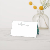 Schattigee haai hart groen Baby shower plaats kaar