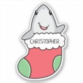 Schattigee haai in een kous sticker (Voorkant)
